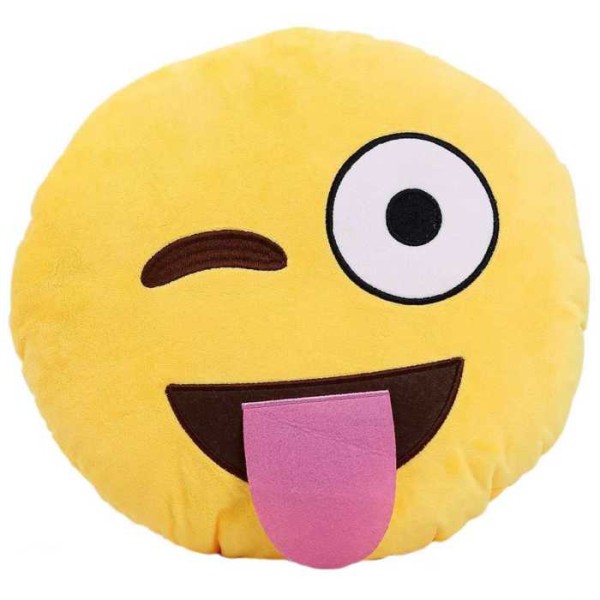 Naughty Smiley Cushion winking and taunting